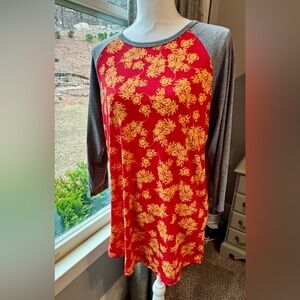 LuLa Roe Floral Raglan Shirt Sz. XL